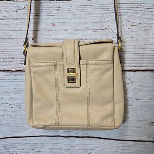 #234 Tignanello Leather Turnlock Crossbody – Beige – NWOT